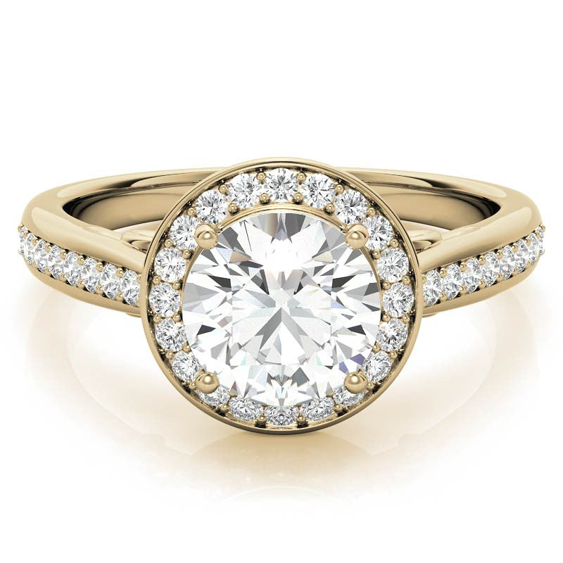 Round Scroll Halo Moissanite Engagement Ring