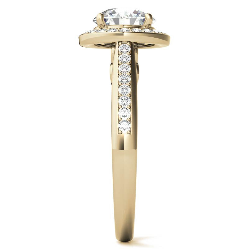 Round Scroll Halo Moissanite Engagement Ring