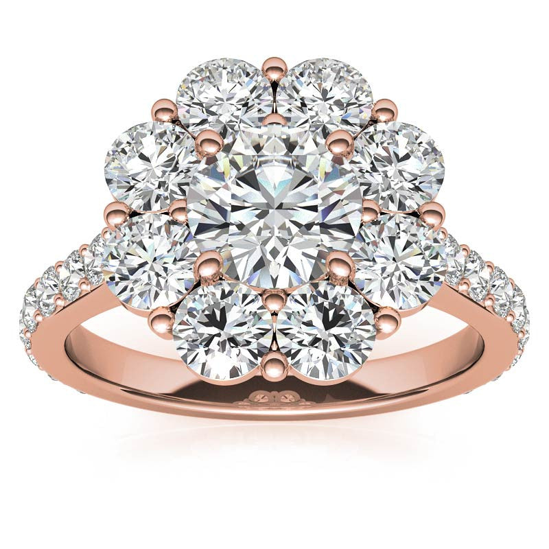 Round Flower Halo Moissanite Engagement Ring
