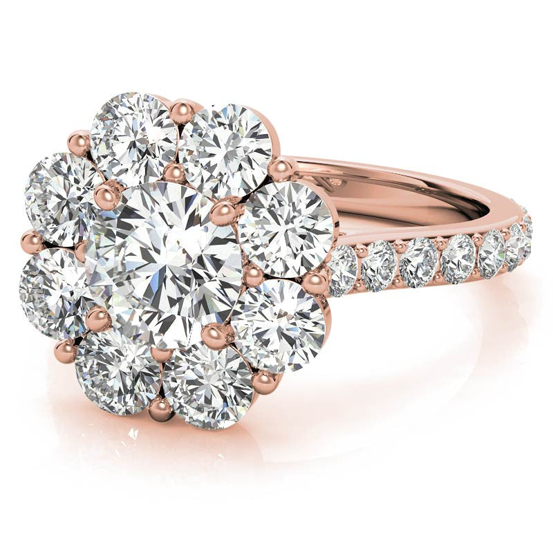 Round Flower Halo Moissanite Engagement Ring
