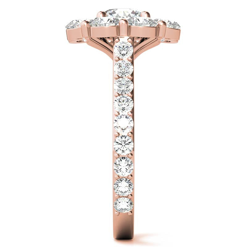 Round Flower Halo Moissanite Engagement Ring