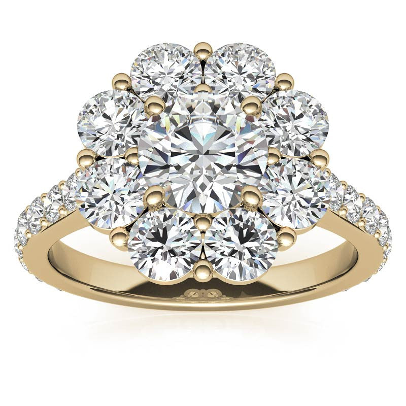 Round Flower Halo Moissanite Engagement Ring