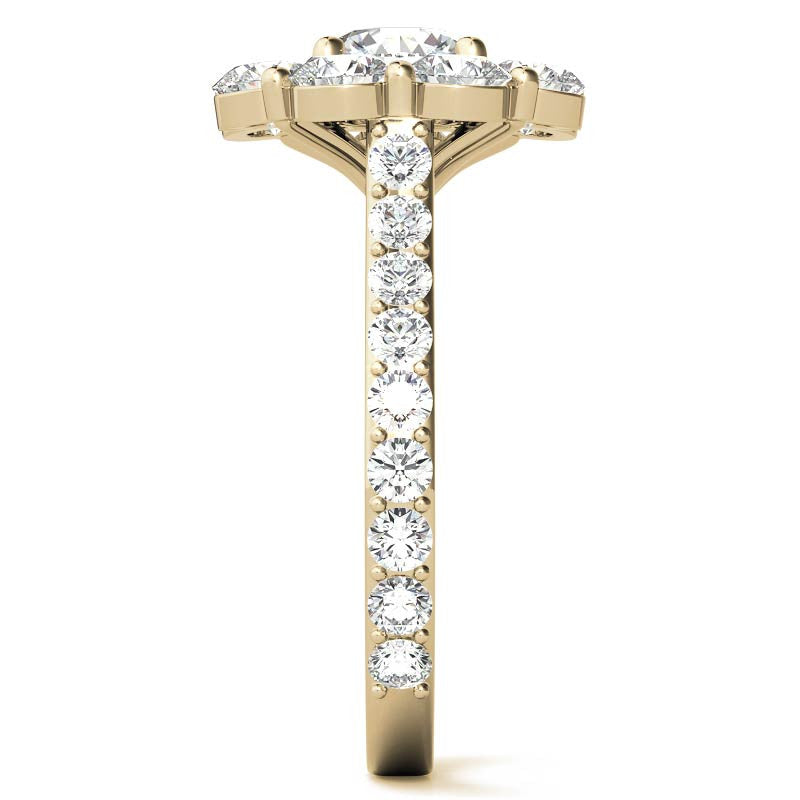 Round Flower Halo Moissanite Engagement Ring