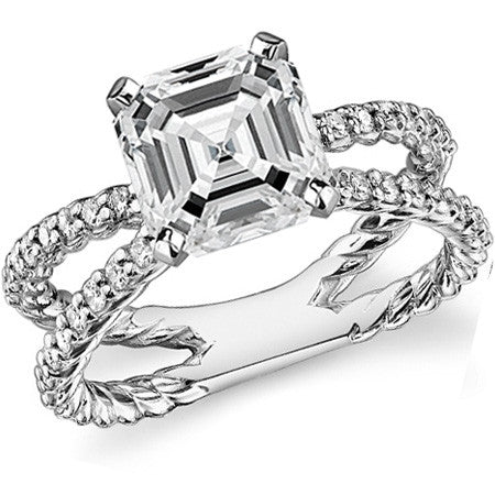 Round Brilliant Moissanite Split Shank Rope Engagement Ring , 0.36ct