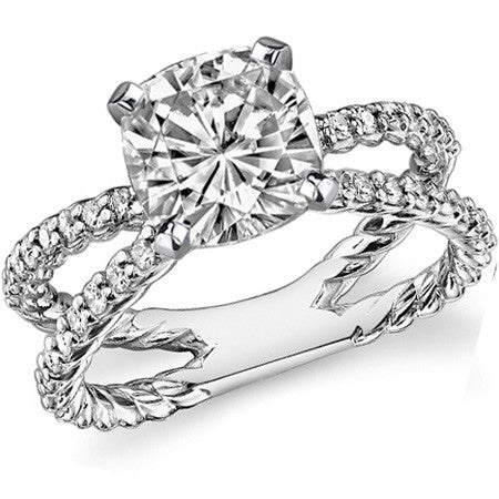 Round Brilliant Moissanite Split Shank Rope Engagement Ring , 0.36ct