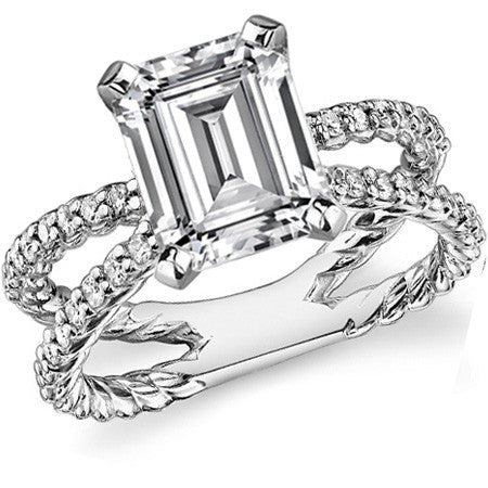 Round Brilliant Moissanite Split Shank Rope Engagement Ring , 0.36ct