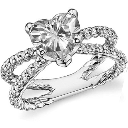 Round Brilliant Moissanite Split Shank Rope Engagement Ring , 0.36ct