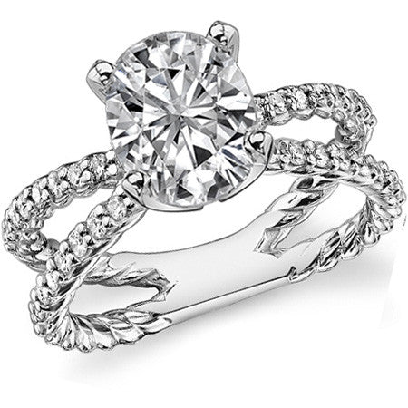 Round Brilliant Moissanite Split Shank Rope Engagement Ring , 0.36ct