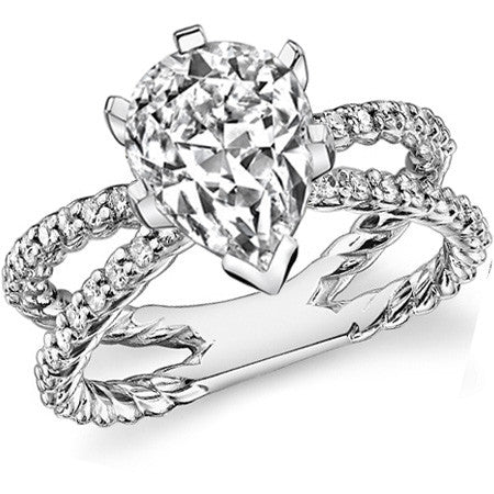 Round Brilliant Moissanite Split Shank Rope Engagement Ring , 0.36ct