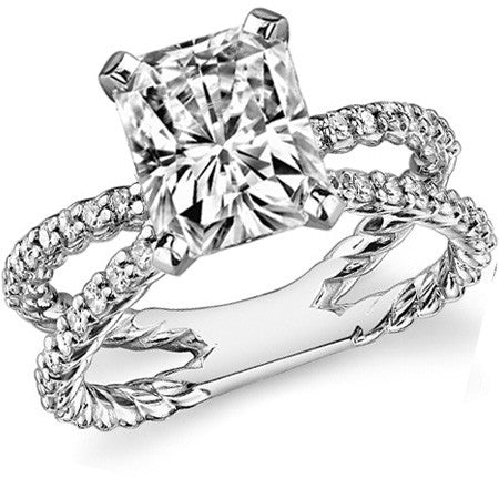 Round Brilliant Moissanite Split Shank Rope Engagement Ring , 0.36ct