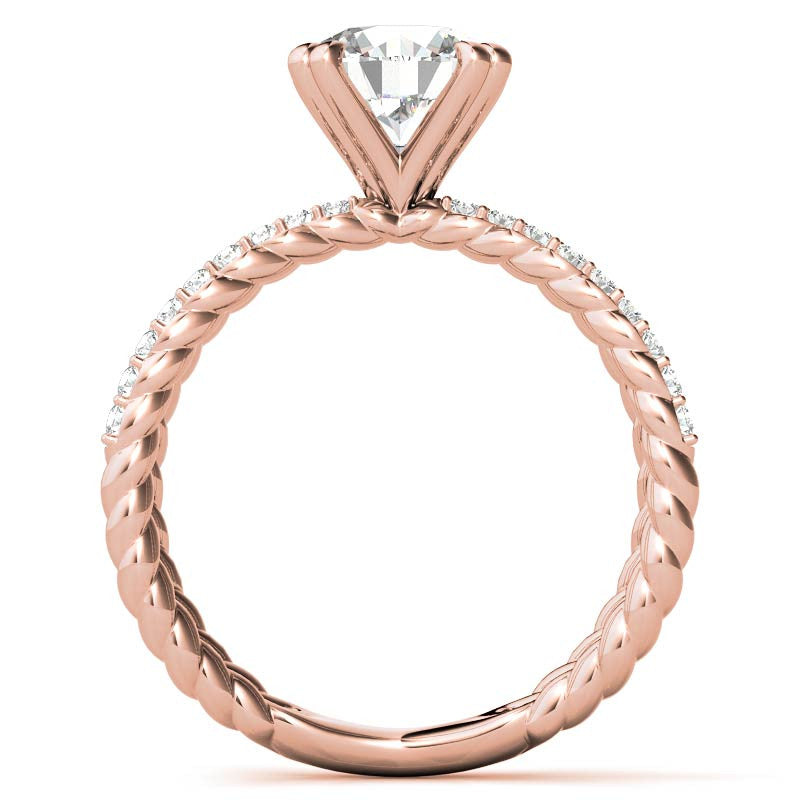Round Brilliant Moissanite Split Shank Rope Engagement Ring , 0.36ct