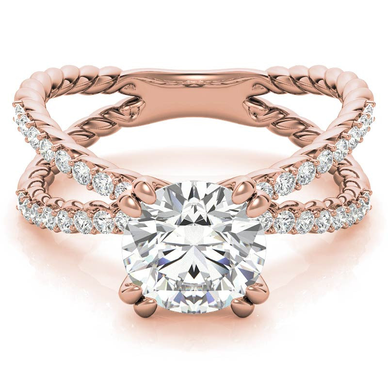 Round Brilliant Moissanite Split Shank Rope Engagement Ring , 0.36ct