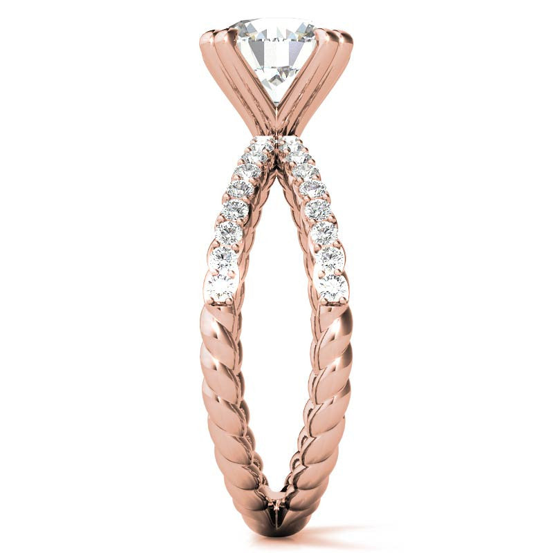 Round Brilliant Moissanite Split Shank Rope Engagement Ring , 0.36ct