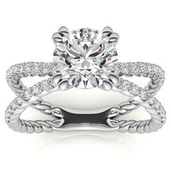 Round Brilliant Moissanite Split Shank Rope Engagement Ring , 0.36ct