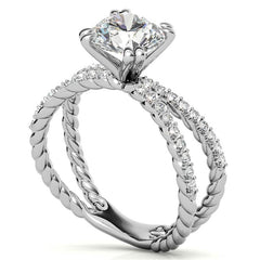 Round Brilliant Moissanite Split Shank Rope Engagement Ring , 0.36ct
