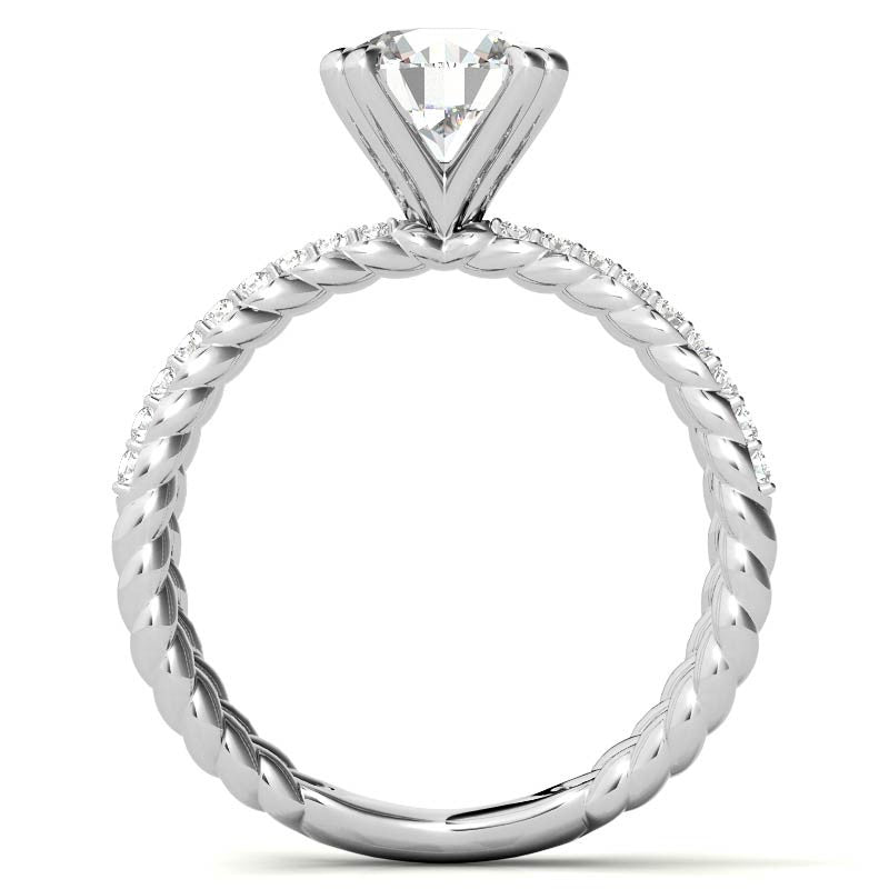 Round Brilliant Moissanite Split Shank Rope Engagement Ring , 0.36ct