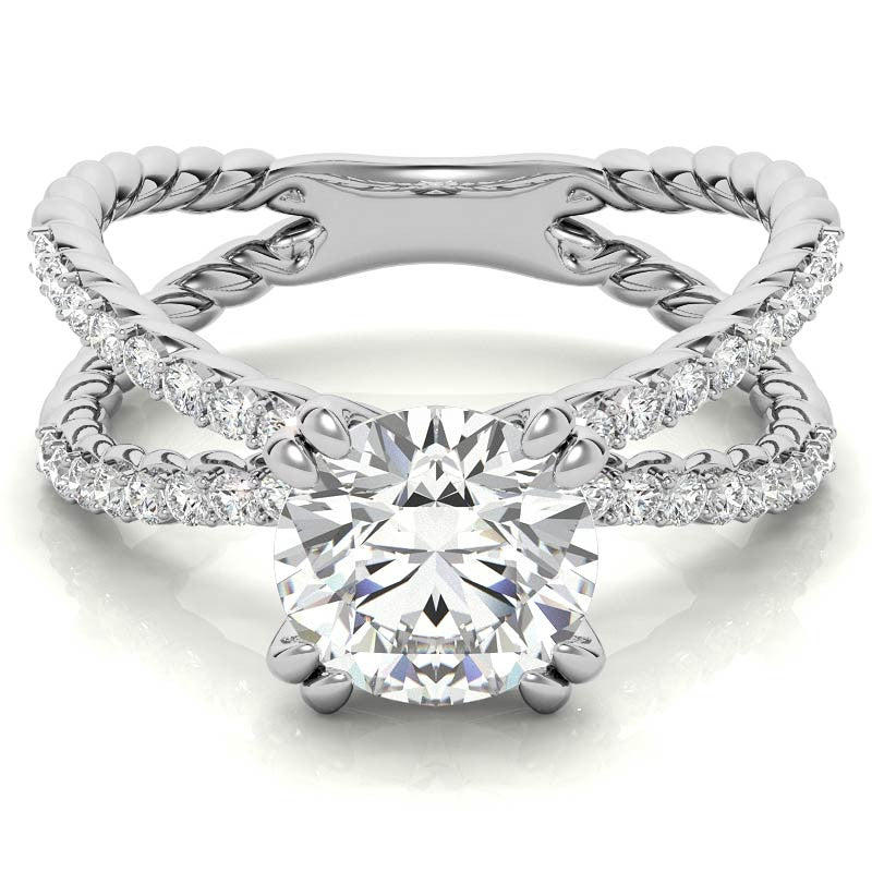 Round Brilliant Moissanite Split Shank Rope Engagement Ring , 0.36ct
