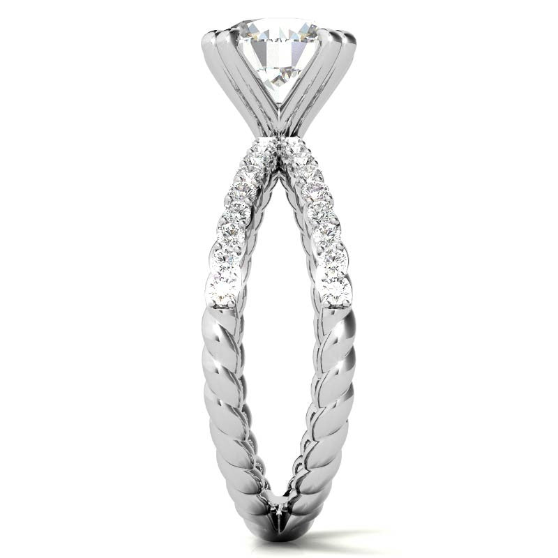 Round Brilliant Moissanite Split Shank Rope Engagement Ring , 0.36ct