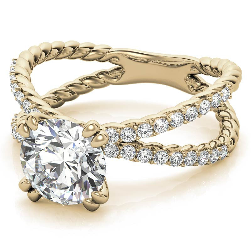 Round Brilliant Moissanite Split Shank Rope Engagement Ring , 0.36ct
