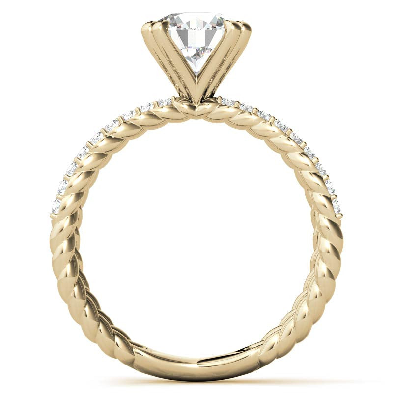 Round Brilliant Moissanite Split Shank Rope Engagement Ring , 0.36ct