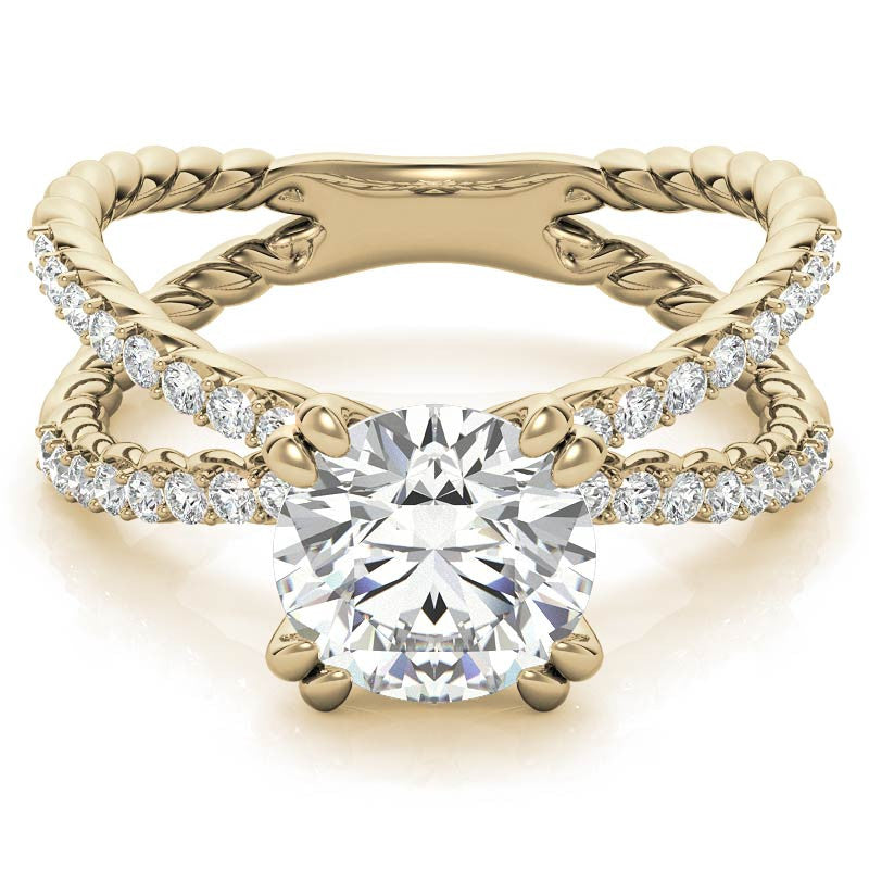 Round Brilliant Moissanite Split Shank Rope Engagement Ring , 0.36ct