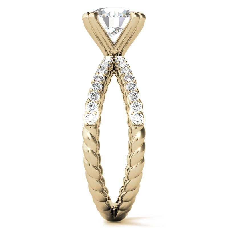 Round Brilliant Moissanite Split Shank Rope Engagement Ring , 0.36ct