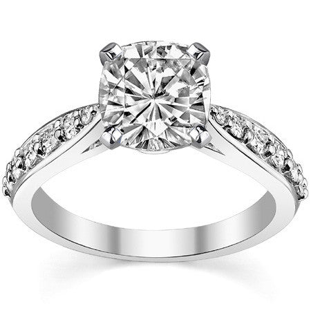 Round Brilliant Moissanite Tapered Cathedral Engagement Ring, 0.44ct