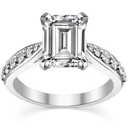 Round Brilliant Moissanite Tapered Cathedral Engagement Ring, 0.44ct