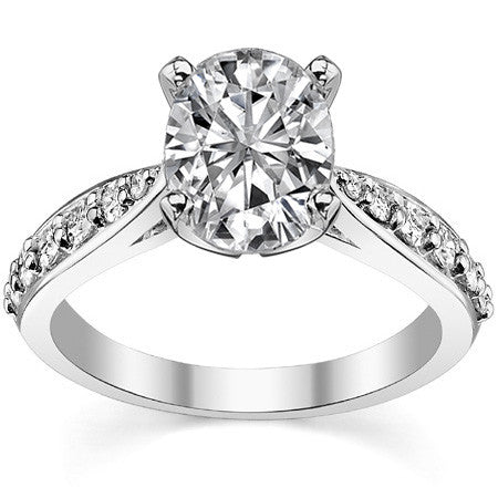 Round Brilliant Moissanite Tapered Cathedral Engagement Ring, 0.44ct