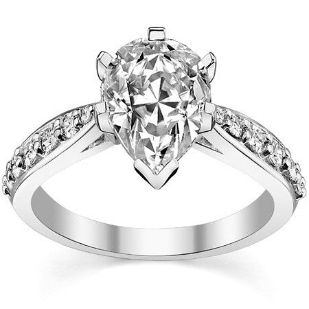 Round Brilliant Moissanite Tapered Cathedral Engagement Ring, 0.44ct