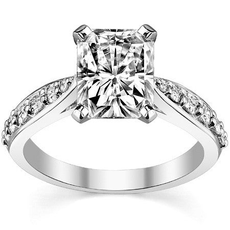Round Brilliant Moissanite Tapered Cathedral Engagement Ring, 0.44ct