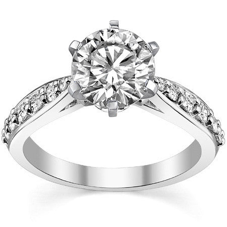 Round Brilliant Moissanite Tapered Cathedral Engagement Ring, 0.44ct