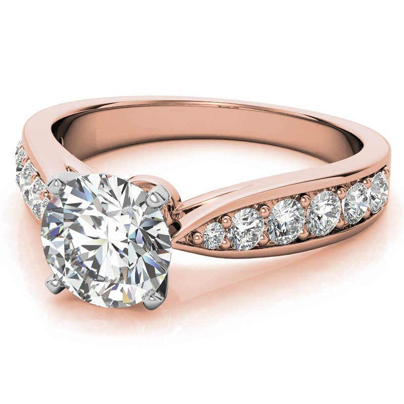 Round Brilliant Moissanite Tapered Cathedral Engagement Ring, 0.44ct