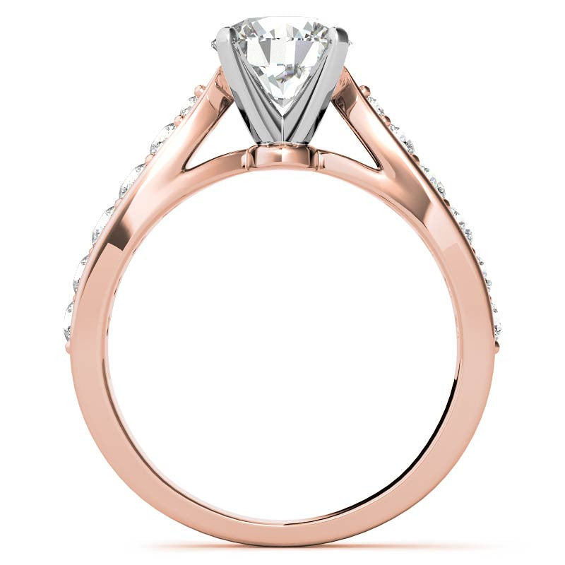 Round Brilliant Moissanite Tapered Cathedral Engagement Ring, 0.44ct