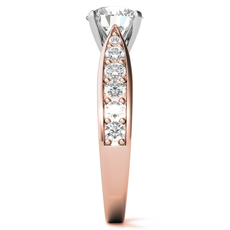 Round Brilliant Moissanite Tapered Cathedral Engagement Ring, 0.44ct