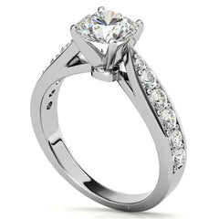 Round Brilliant Moissanite Tapered Cathedral Engagement Ring, 0.44ct