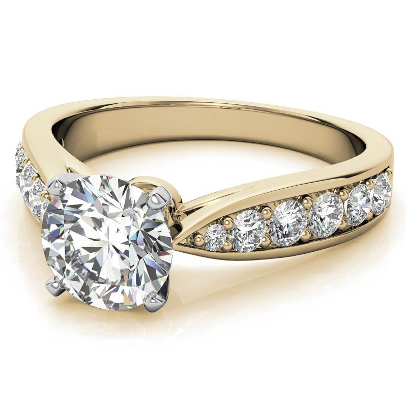 Round Brilliant Moissanite Tapered Cathedral Engagement Ring, 0.44ct