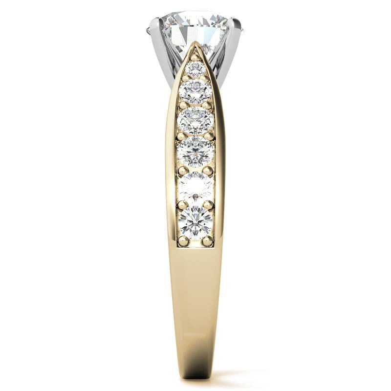 Round Brilliant Moissanite Tapered Cathedral Engagement Ring, 0.44ct