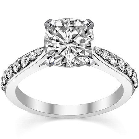 Round Brilliant Moissanite Tapered Cathedral Engagement Ring