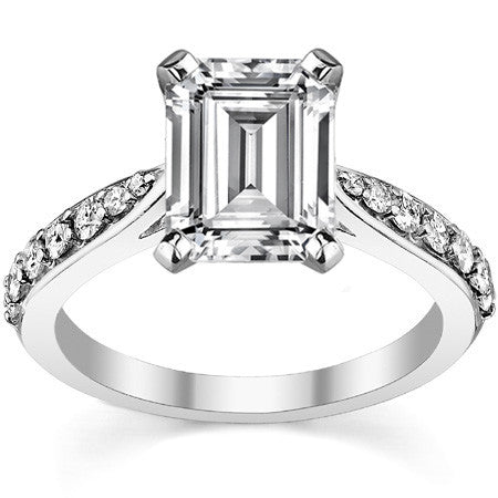 Round Brilliant Moissanite Tapered Cathedral Engagement Ring