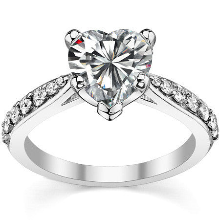Round Brilliant Moissanite Tapered Cathedral Engagement Ring