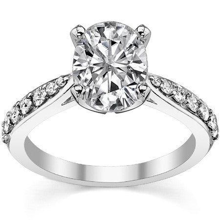 Round Brilliant Moissanite Tapered Cathedral Engagement Ring
