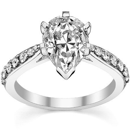 Round Brilliant Moissanite Tapered Cathedral Engagement Ring