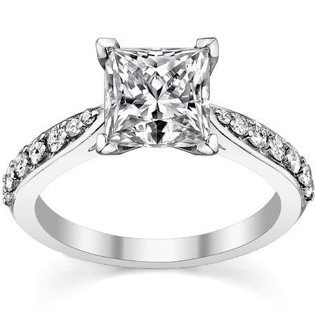 Round Brilliant Moissanite Tapered Cathedral Engagement Ring