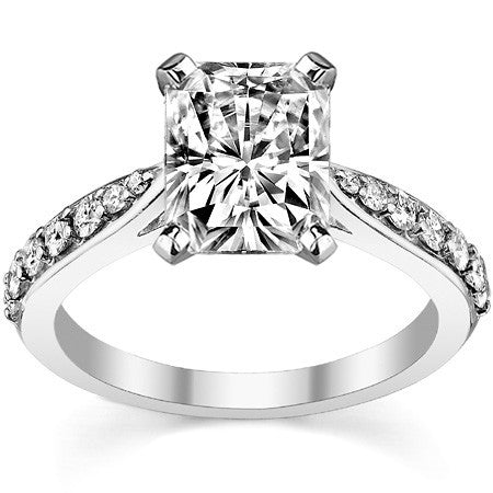 Round Brilliant Moissanite Tapered Cathedral Engagement Ring