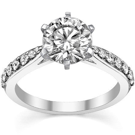 Round Brilliant Moissanite Tapered Cathedral Engagement Ring