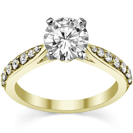 Round Brilliant Moissanite Tapered Cathedral Engagement Ring