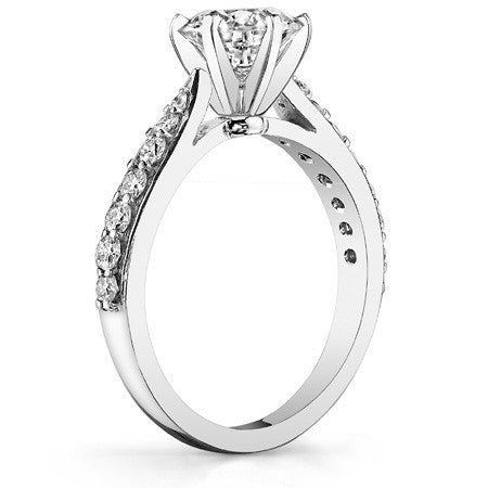 Round Brilliant Moissanite Tapered Cathedral Engagement Ring