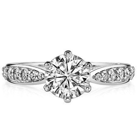 Round Brilliant Moissanite Tapered Cathedral Engagement Ring