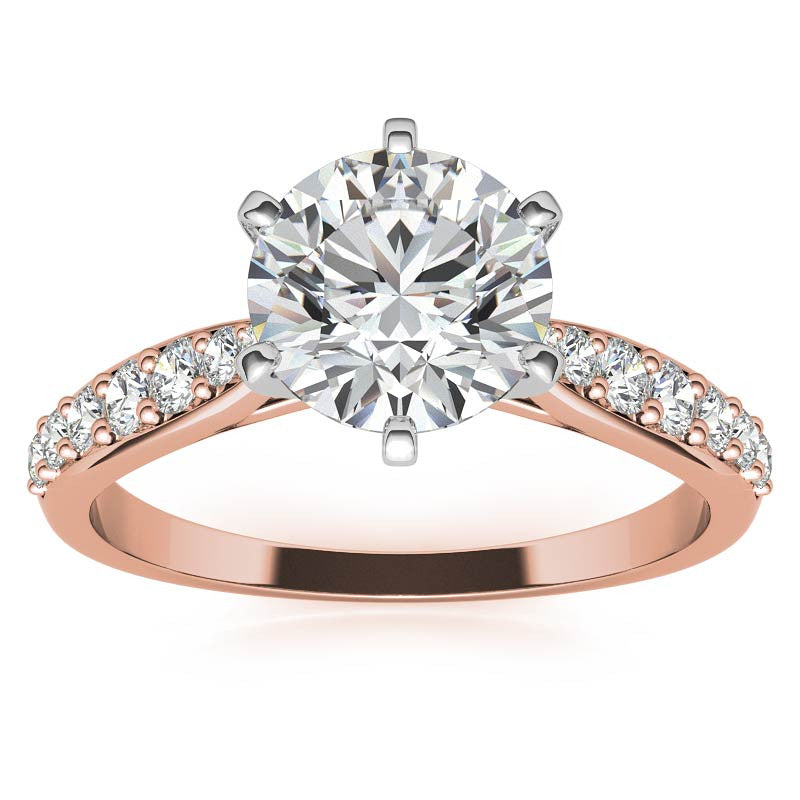 Round Brilliant Moissanite Tapered Cathedral Engagement Ring